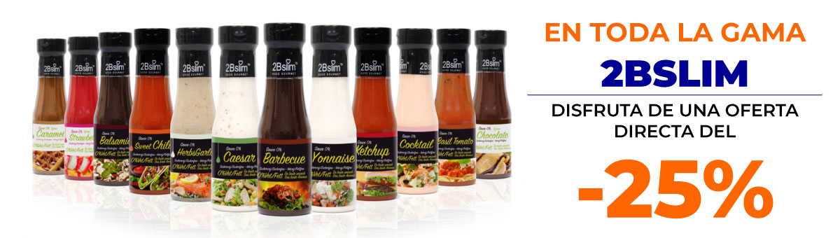 Llévate los productos y salsas 0 2Bslim con un descuento directo del 25 por ciento