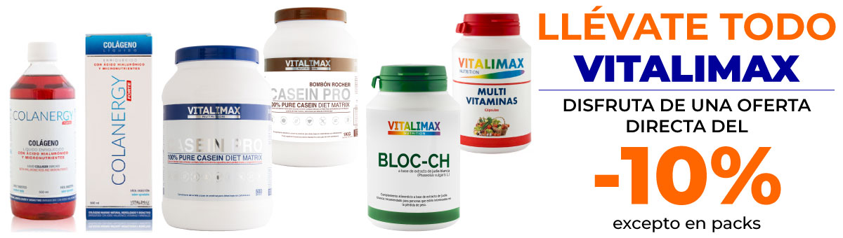 Llévate cualquier producto Vitalimax con un descuento directo del 10 por ciento